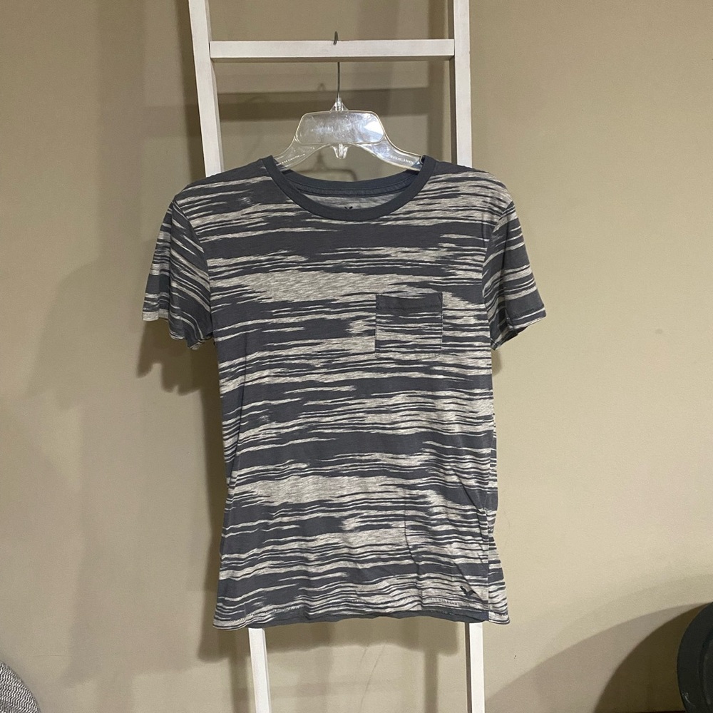 American Eagle Outfitters Navy and Cream Striped Tee-55